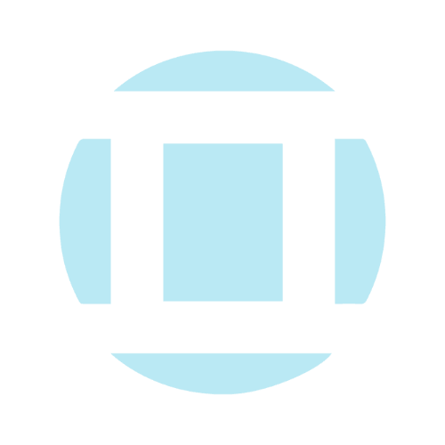 Unidentified partner mark: cyan geometric symbol logo